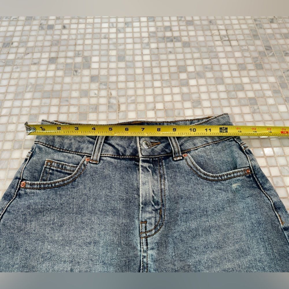 Wild Fable Crooked Detailing Denim Jean Skirt with Frayed Hem - Picture 9 of 9
